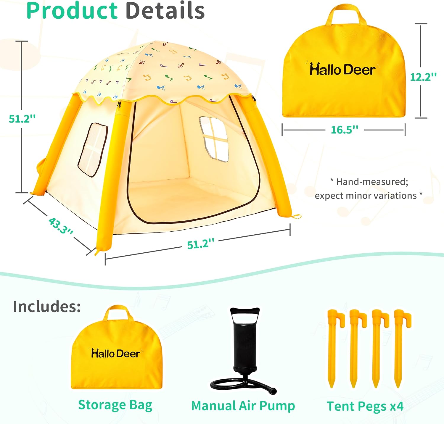 HalloDeer Kids Play Tent, Inflatable Toddler Tent Dome for Boys & Girls, Indoor Kids Tents, Portable Foldable