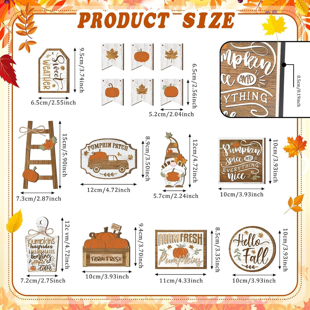 15 Pcs Thanksgiving Tiered Tray Decor Set Thanksgiving Decorations Fall Pumpkin Leaves Gnome Rustic Farmhouse Fall