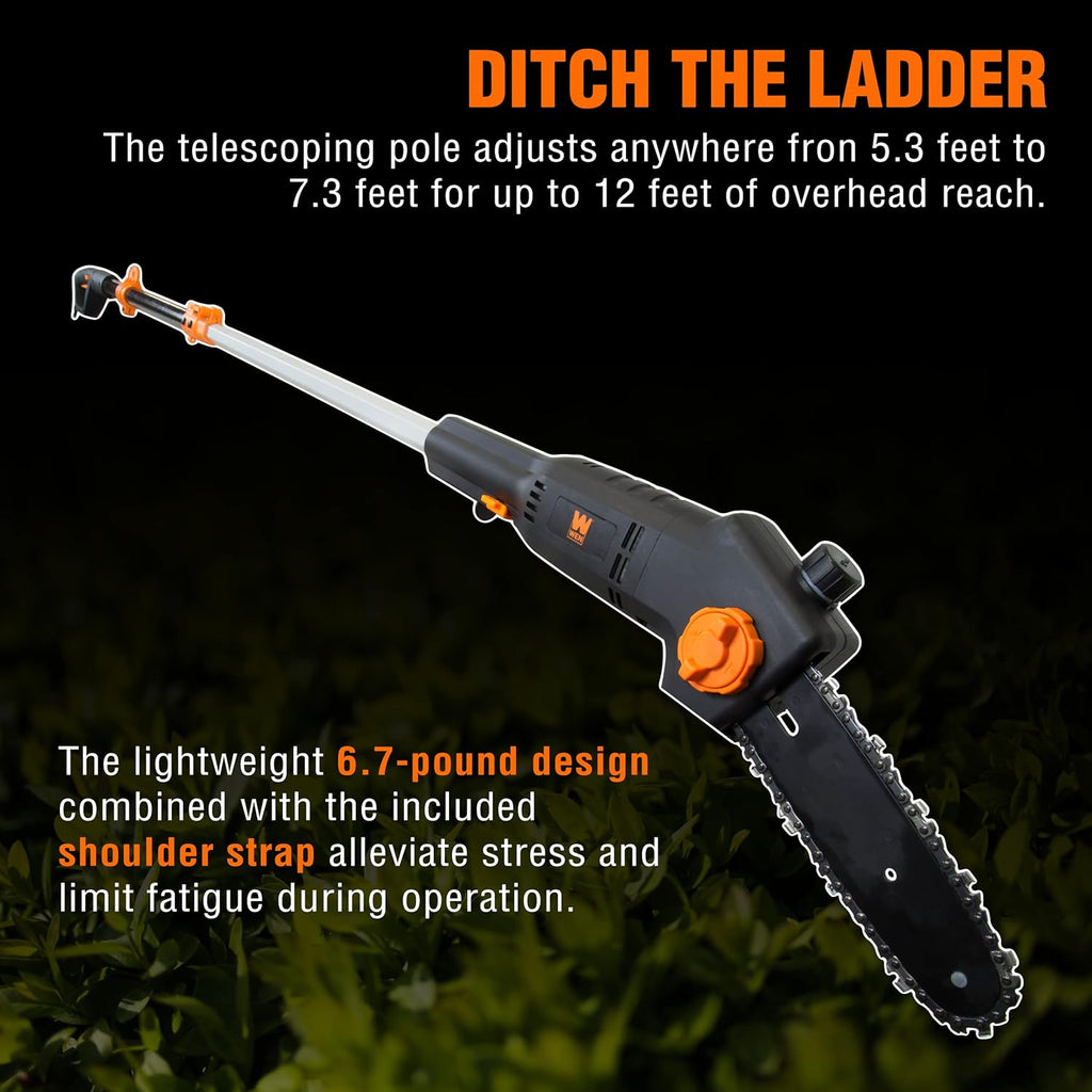4019 6-Amp 8-Inch Electric Telescoping Pole Saw, Corded electric - Black&orange