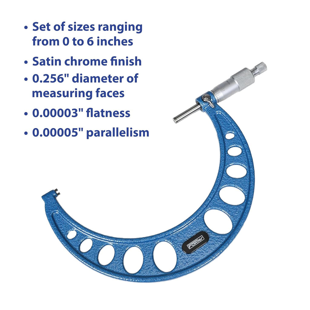 Fowler 52-215-006-1, Outside Micrometer Set With 0–6" Measuring Range