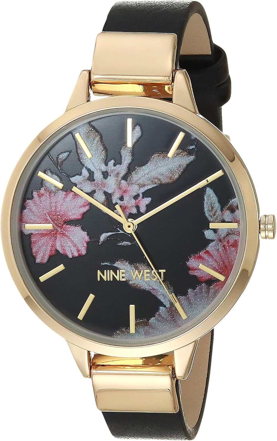Women's Floral Dial Smooth Strap Watch