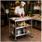 Stainless steel kitchen prep and work table with Wheels,28x24in,Multi-Size