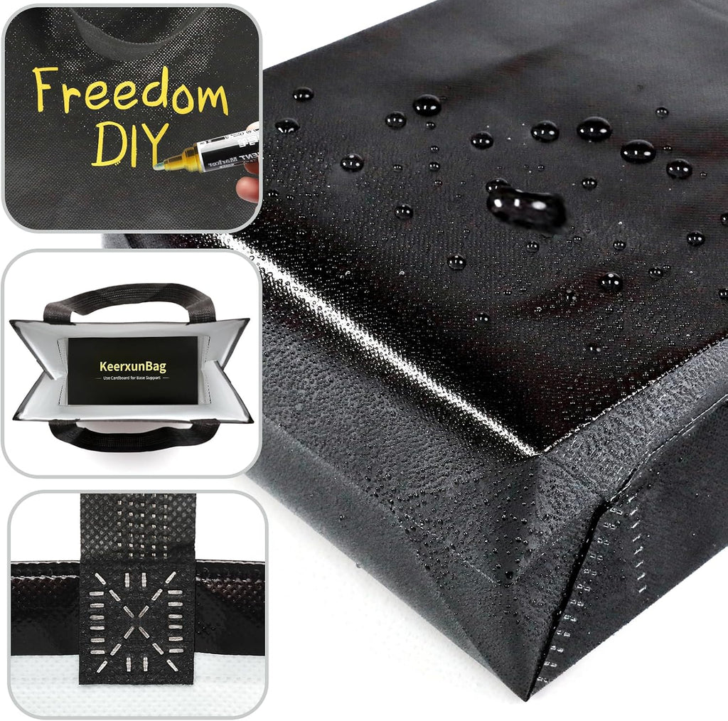 Black Gift Bags - 12pk - Reusable - With Inner Liner Paper