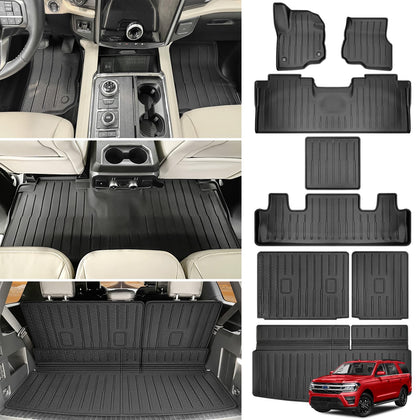 Cargo Mat with Floor Mat Fit for 2018-2024 Ford Expedition 7Seats Accessories(Not Max Models), Cargo Liner Floor