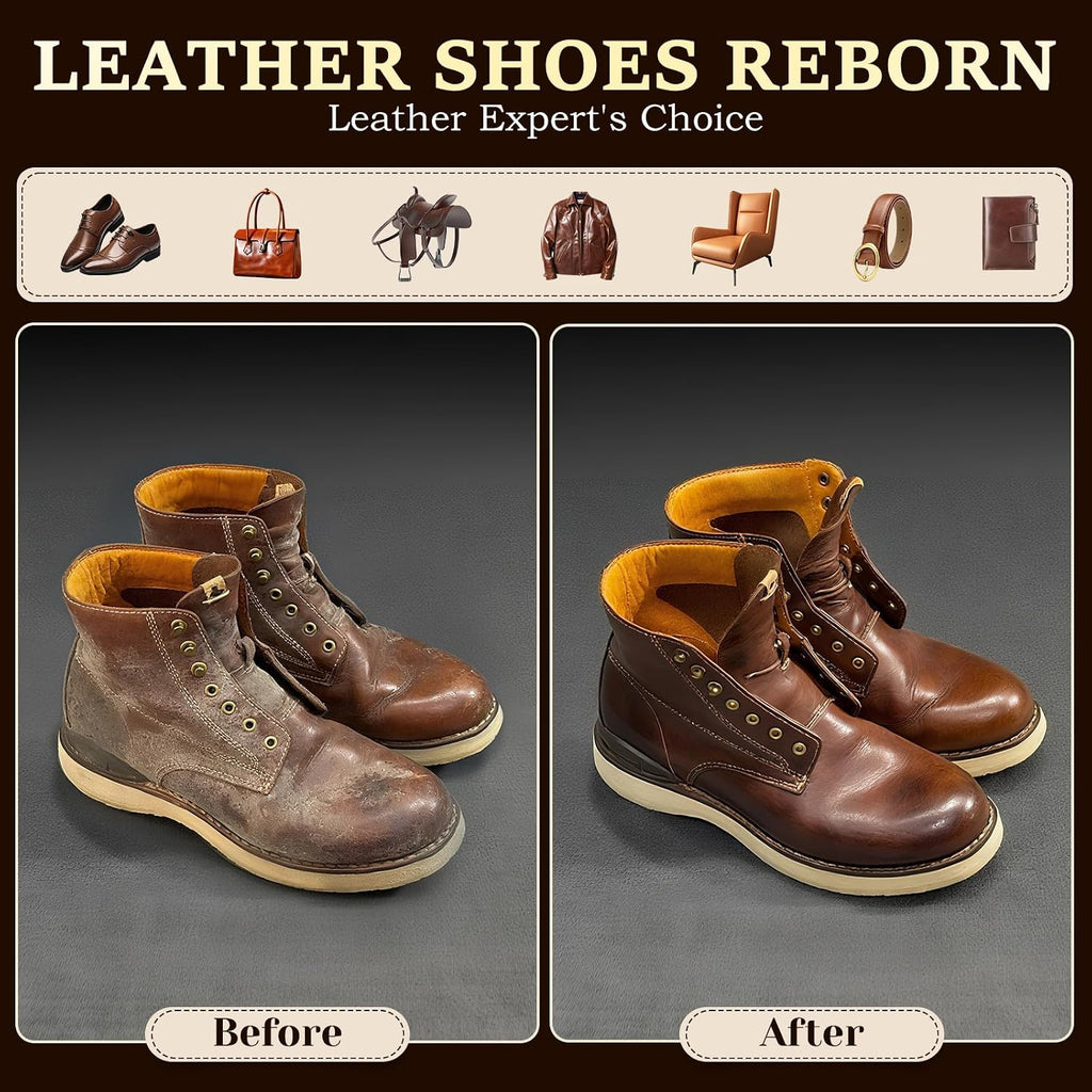 Shoe Shine Kit, Mens Gifts Ideas - 15PCS Shoe Polish Kit with Saddle Soap, Mink Oil, 3 Shoe Polishes, 3 Shoe Brushes