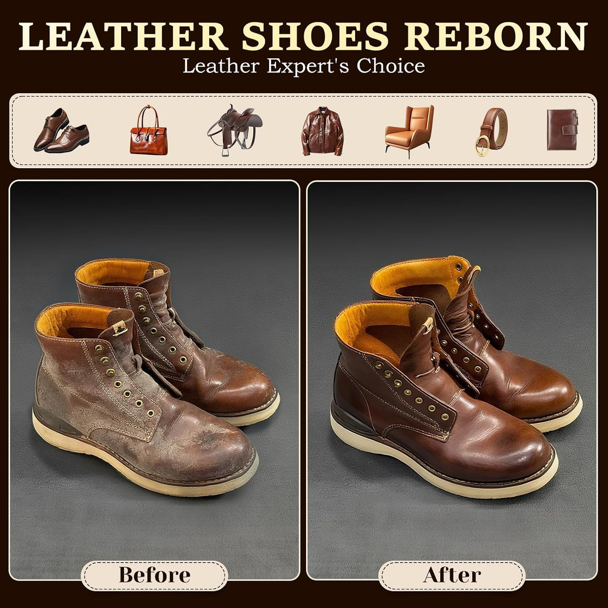 Shoe Shine Kit, Mens Gifts Ideas - 15PCS Shoe Polish Kit with Saddle Soap, Mink Oil, 3 Shoe Polishes, 3 Shoe Brushes