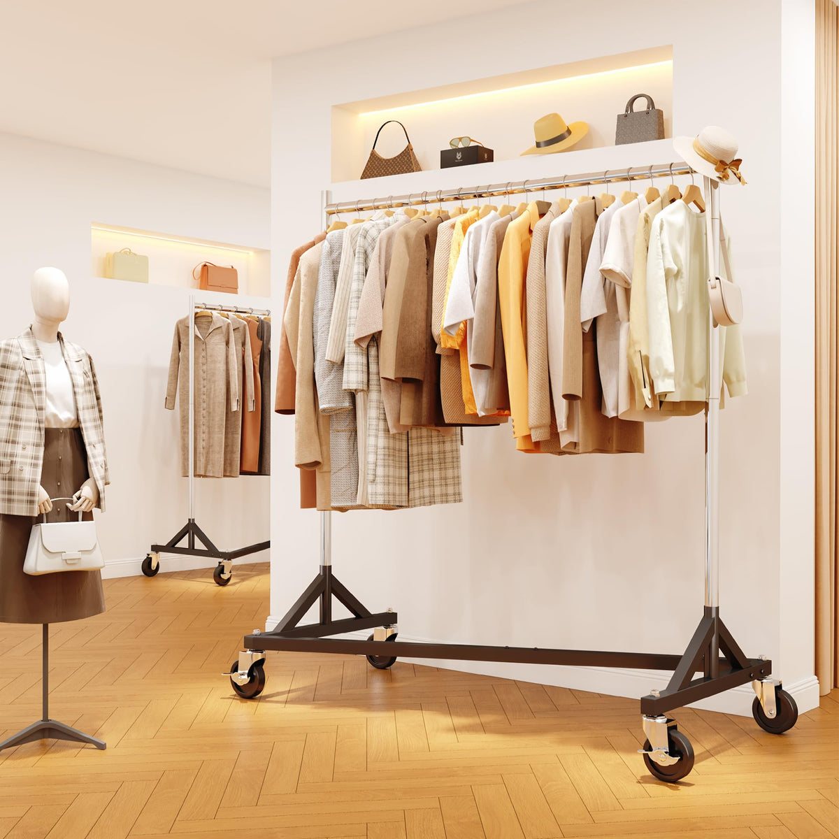 Clothes Rack Z Rack Clothing Rack with Lockable Wheels