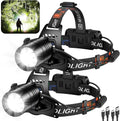Rechargeable Led Headlamp 2Pack, 99000 Lumen Super Bright Head Lamp with 3 Modes & 90° Adjustable, Brightest Headlamp