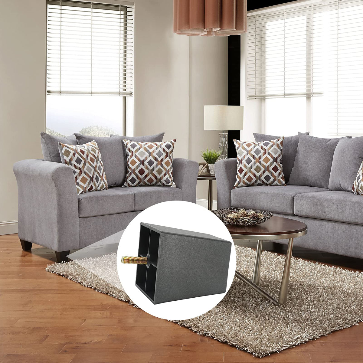 4Pack 3 inch Sofa Legs, Square Tapered Plastic Couch Legs