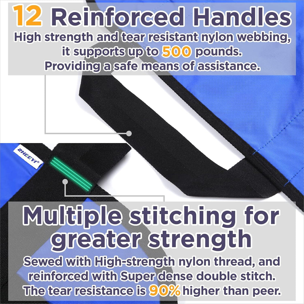 Bed Positioning Pad with Reinforced Handles 63" x 40" Washable Patient Transfer Slide Sheet for Body Lifting