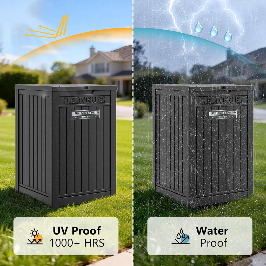 Package Delivery Box for Outside, Waterproof Outdoor Storage, Black