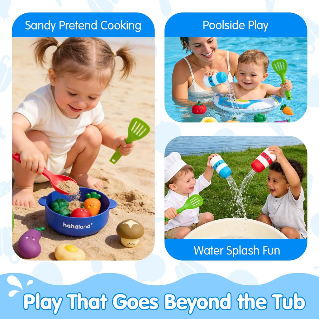 Bath Toys for Kids Ages 1-3, Color-Changing Pretend Cooking Set | 15PCS Pretend Cooking Set with Color Changing