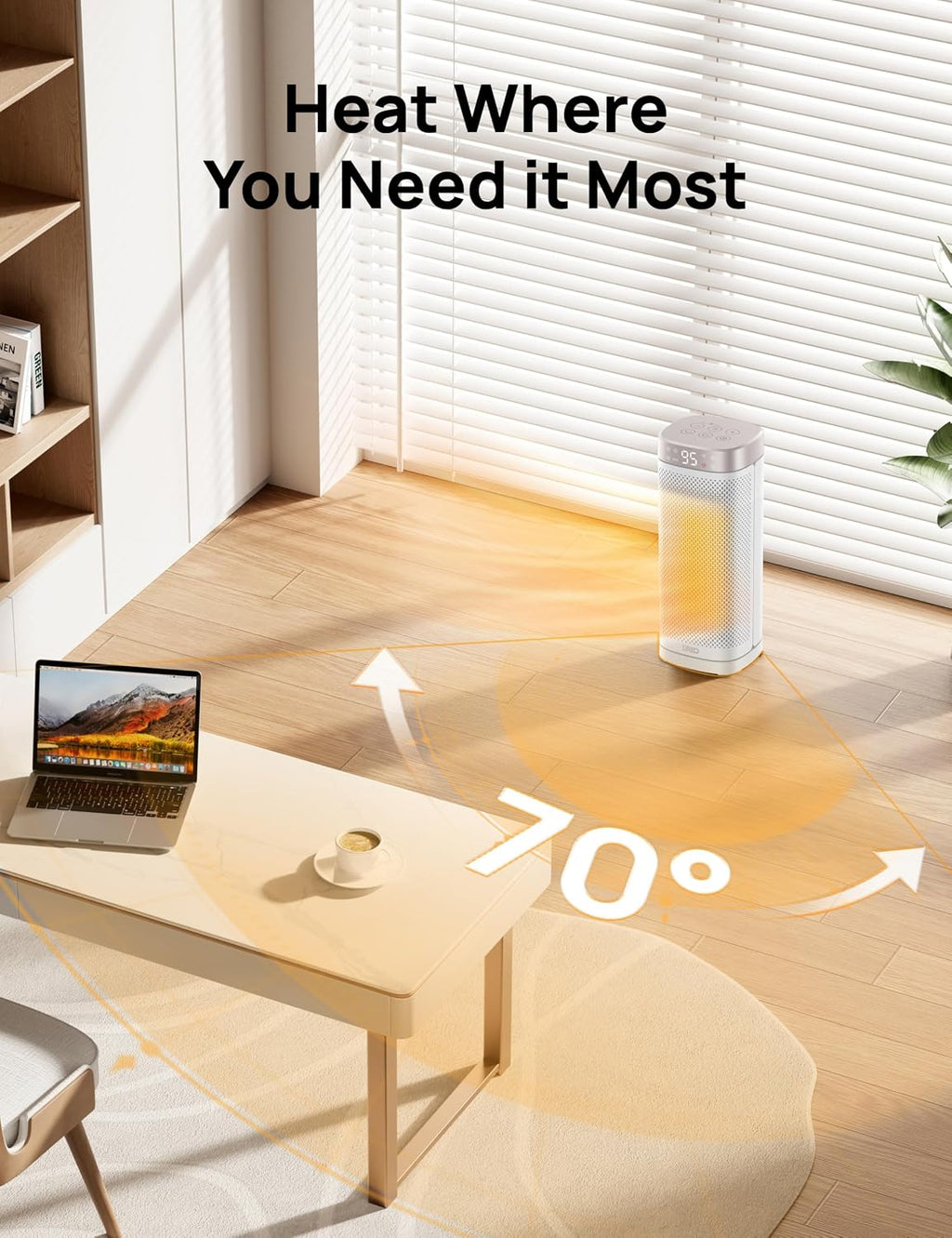 Space Heaters,16 Inch Fast Heating Portable Heaters with Thermostat | Fast Heating Portable Heaters with Remote, 12H