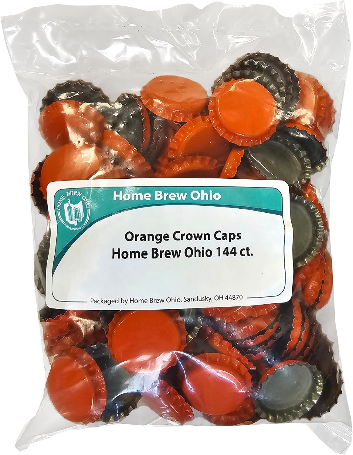 144 Oxygen Absorbing Beer Bottle Caps | 26mm Pry-Off Orange Standard Homebrew Bottle Tops for Glass Bottles |