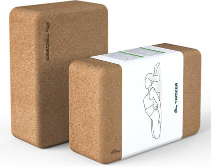 Cork Yoga Blocks, 2 Pack Yoga Blocks Natural Cork, High Density Yoga Block with Non Slip Surface, Eco-Friendly Yoga
