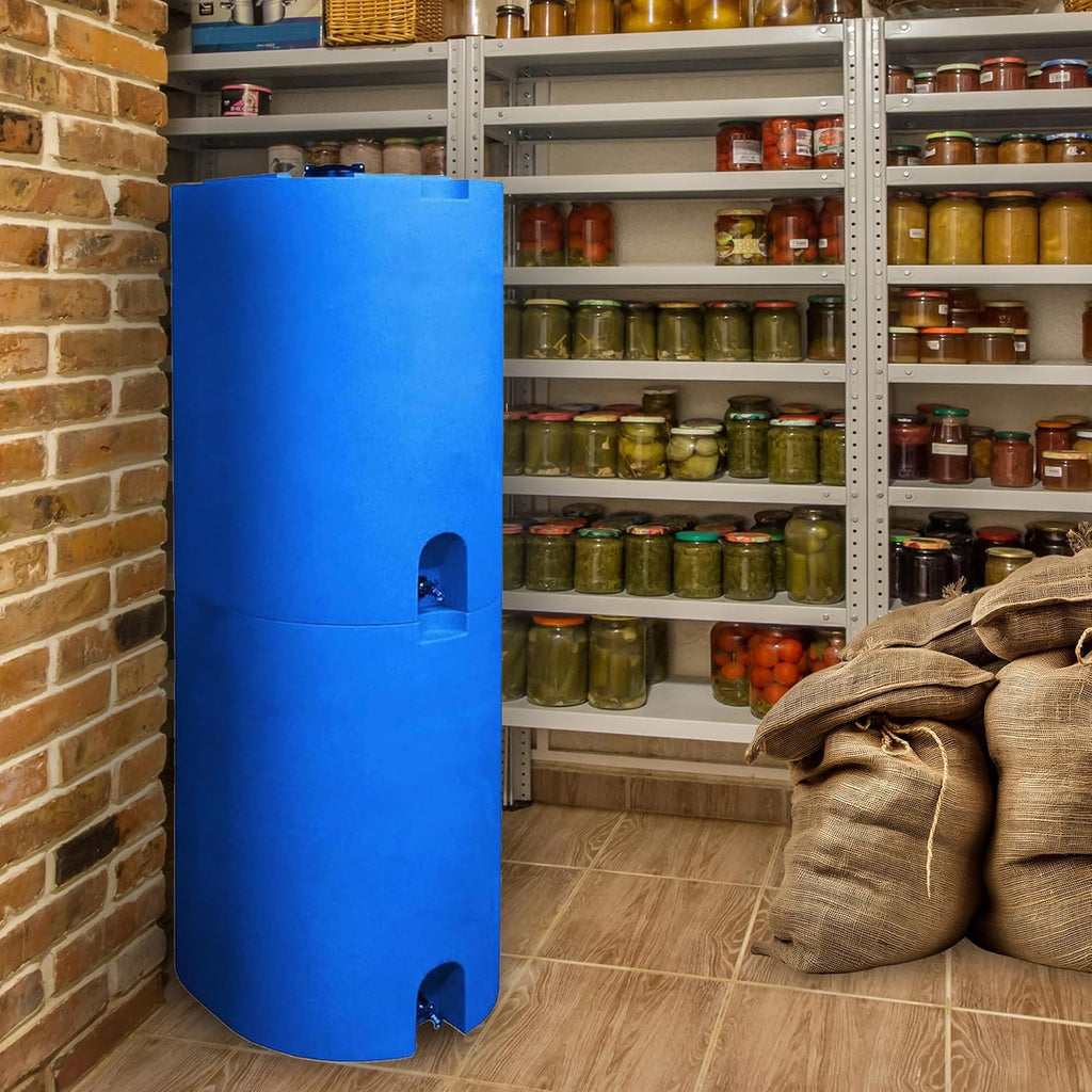 55 Gal Stackable Design Utility Water Tank with Large Cap (2 Pack) | Emergency Water Storage Tank with Large Cap and