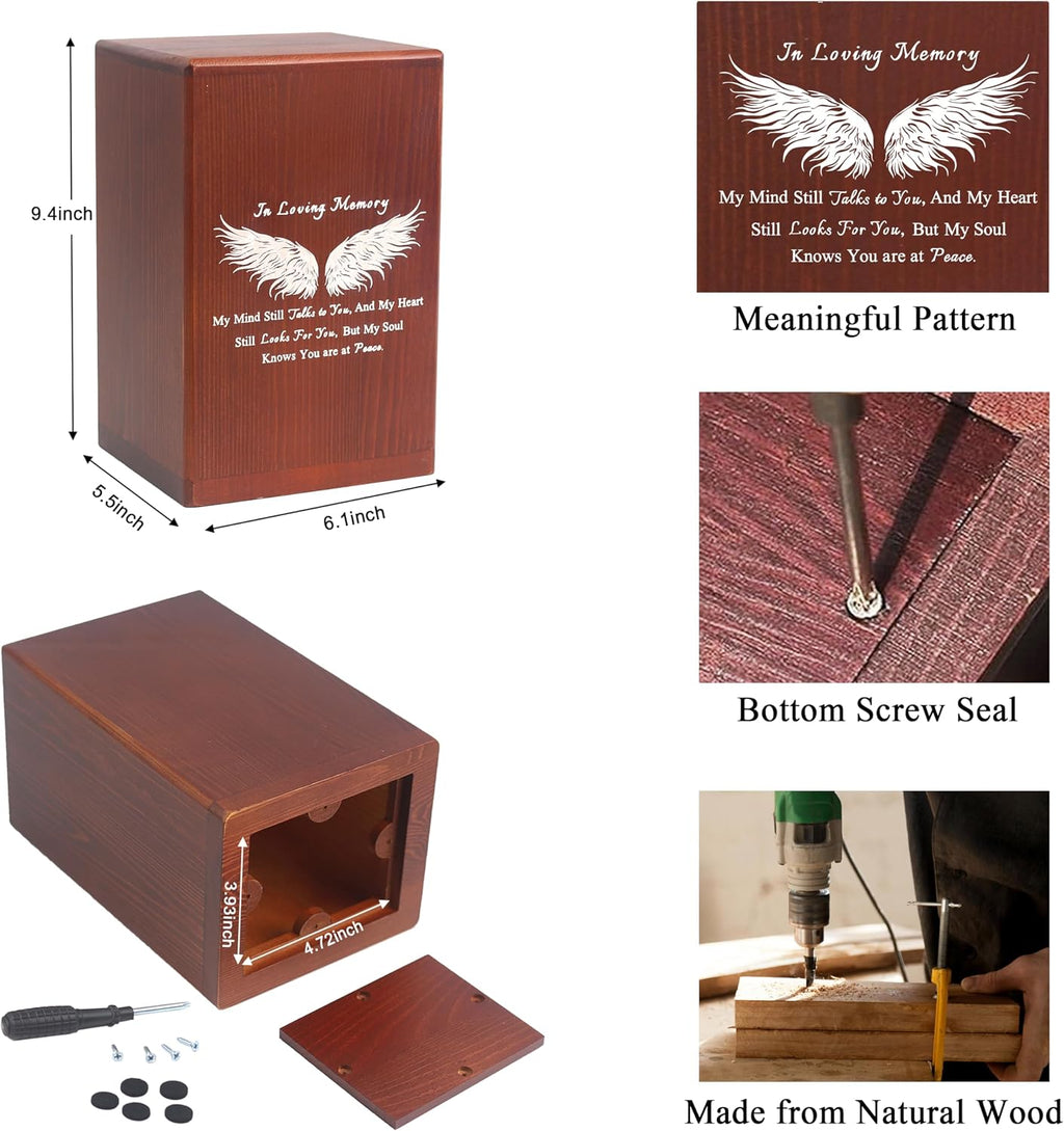 Wooden Urn Box and Casket for Men Women Funeral Memorial Urns for Ashes Cremation Urn Keepsake Urn for Adults