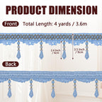 Blue Beaded Fringe Trim, 4 Yard, 3.5 Inch Wide