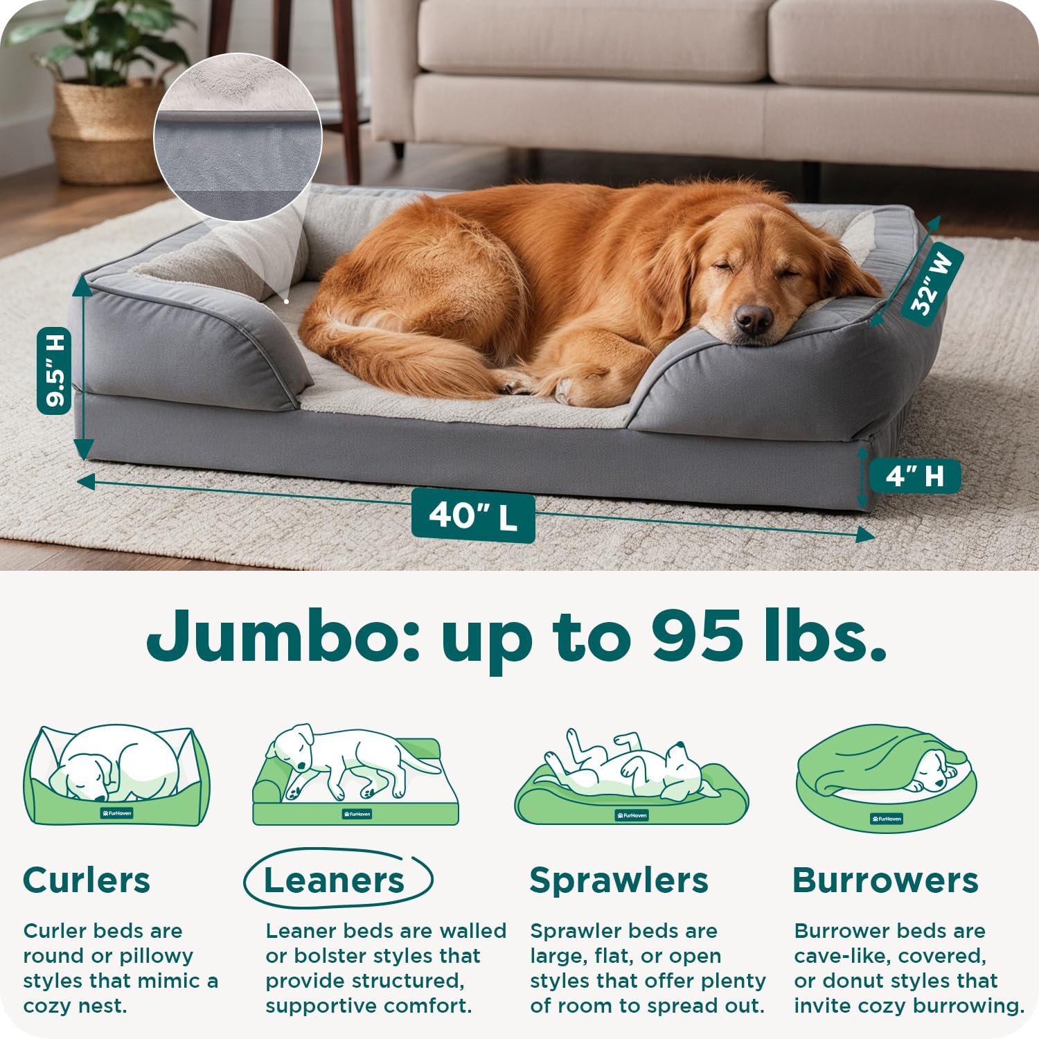 Cooling Gel Dog Bed for Large Dogs, Perfect Comfort Sofa Bed with Cool Gel-Top Foam with a Solid Orthopedic Foam Base
