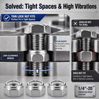 Shimeyao 50 Pack 1/4-20 Thin Nylon Insert Lock Nuts,Silver