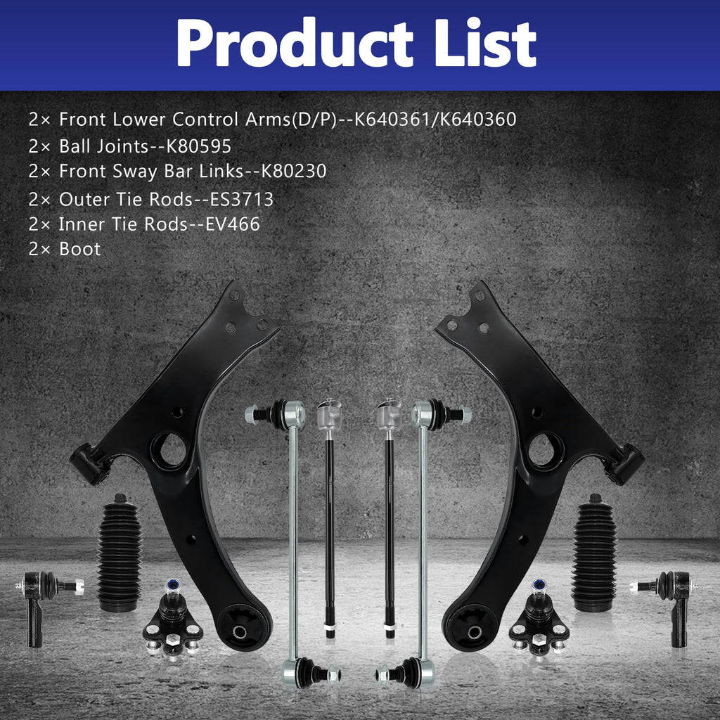 HAWK BROTHER Control Arm, 12 Pcs Front Lower Suspension Kit