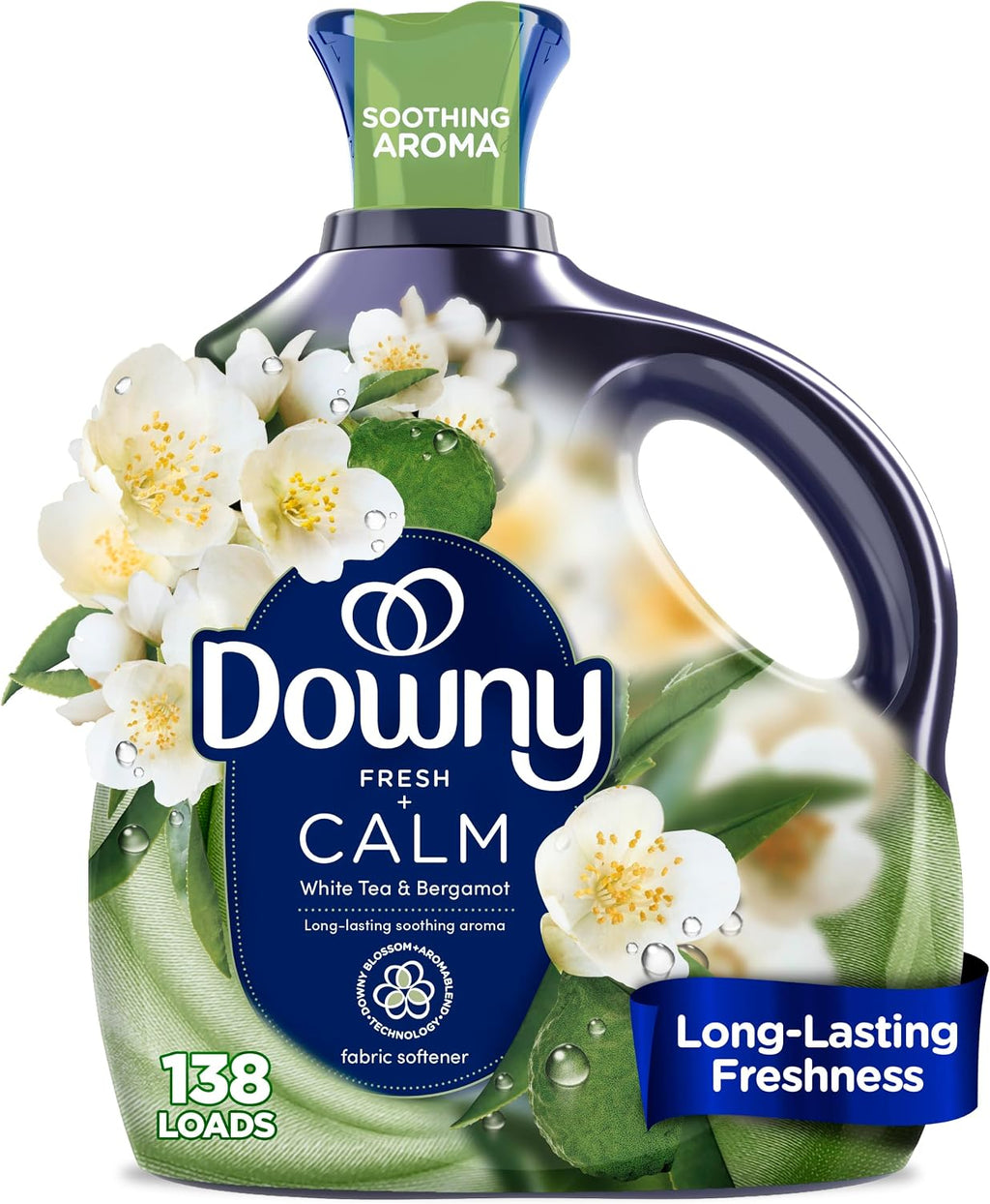 Calm Liquid Fabric Softener, White Tea and Bergamot Scent, 93 fl oz, 138 Loads
