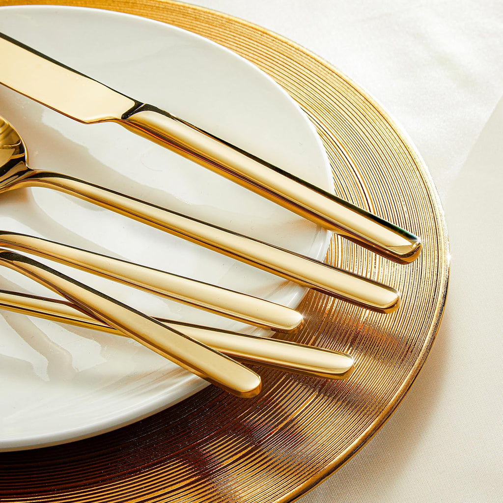 Gold Silverware Set, 60 Piece Flatware Cutlery Set for 12, 18/10 Stainless Steel Silverware Mirror Polished