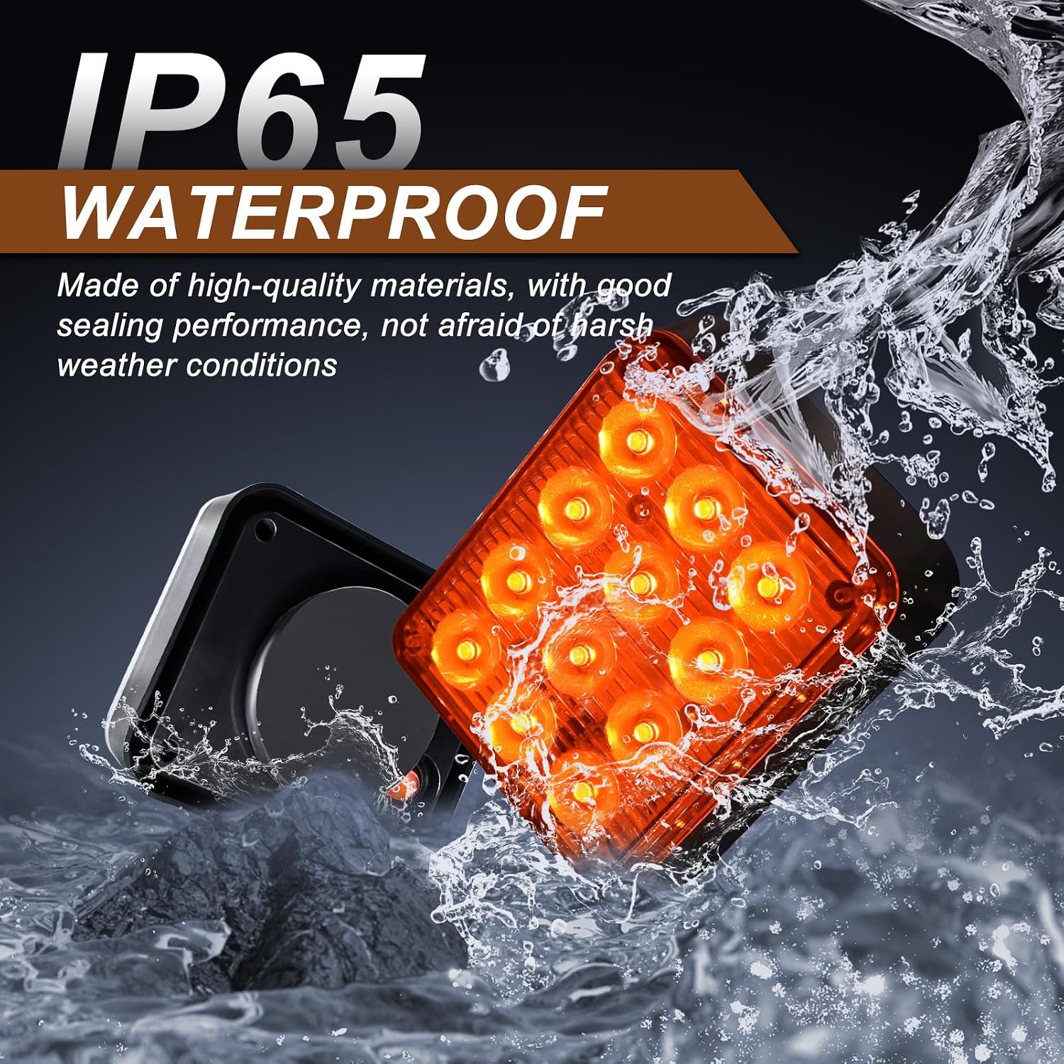 12-Led Amber Emergency Strobe Lights 2PCS | Magnetic Flashing Safety Rechargable Beacon Light for Trucks Cars Vans