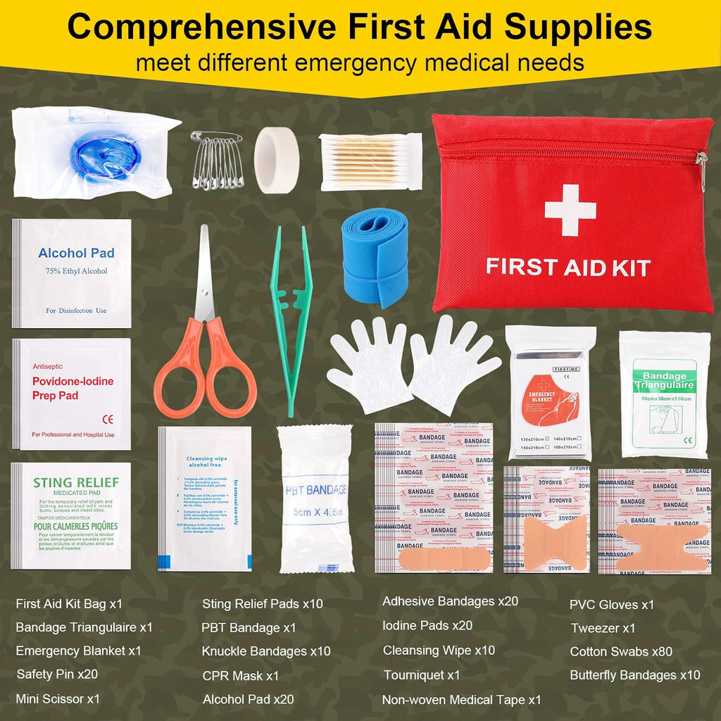 Survival First Aid Kit, 248PCS Survival Tools Camping Essentials Tactical Gear Emergency Trauma Medical Supplies