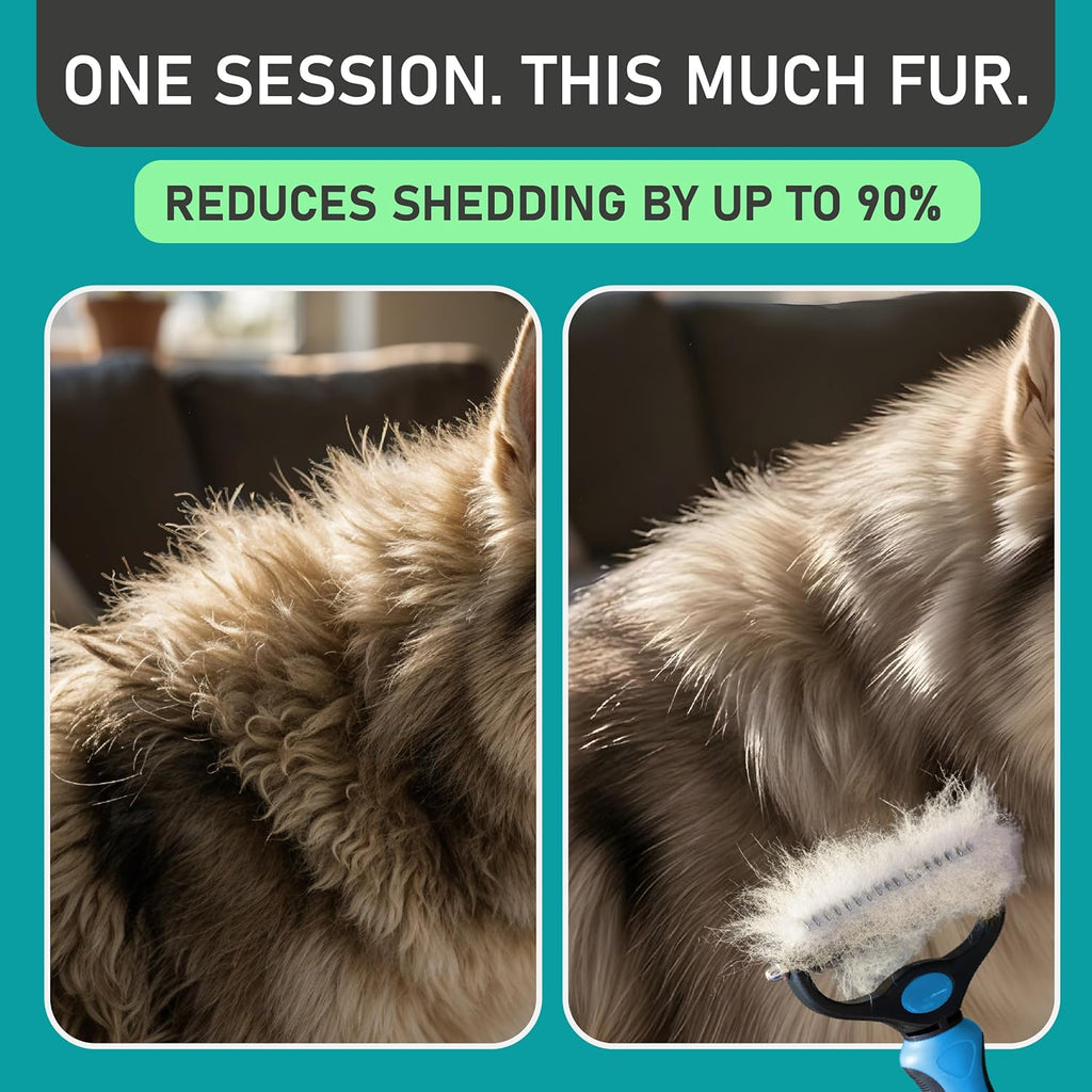 Original Pet Grooming Rake - Double-Sided Deshedding Dematting Tool, Undercoat Rake for Dogs & Cats, Extra-Wide Dog