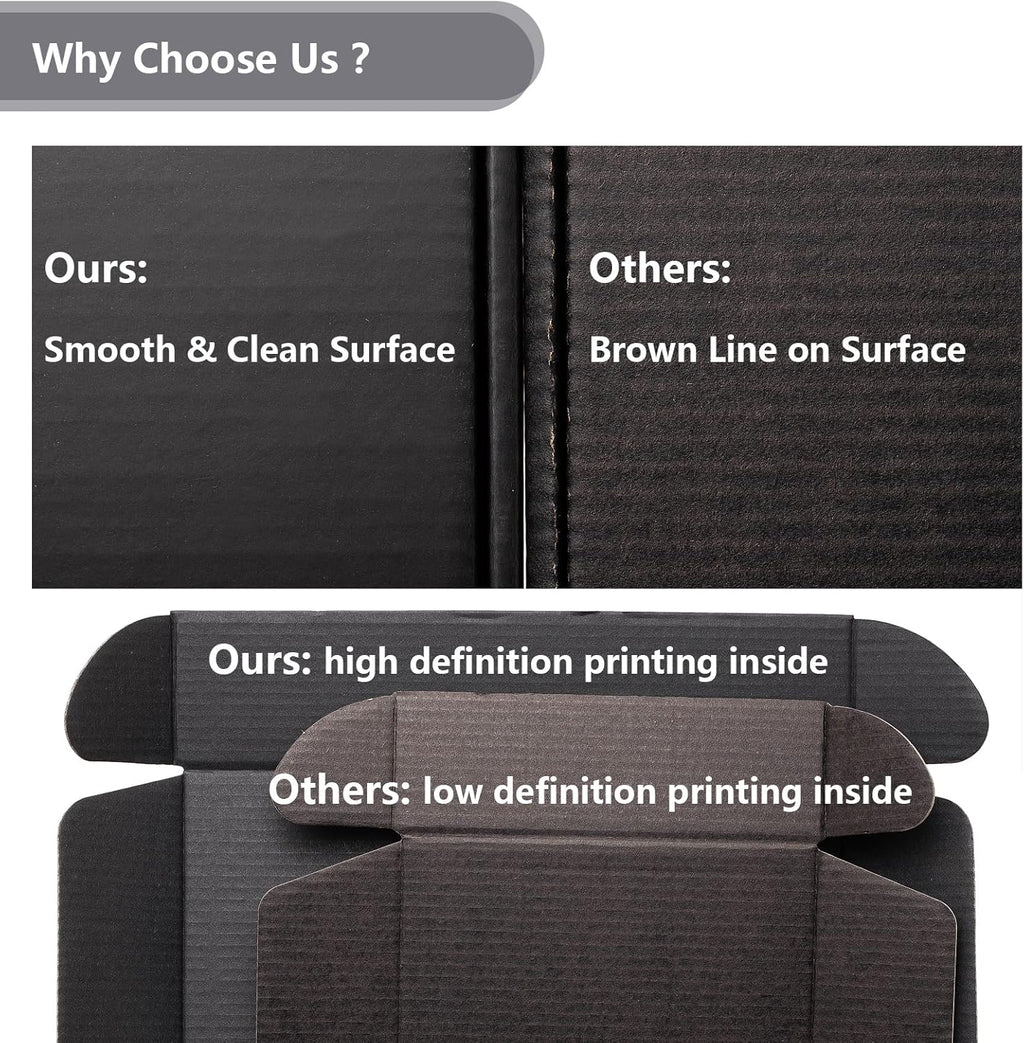 9x6.5x2 Inches Black Shipping Boxes 25 Pack Corrugated Cardboard | Mailing Box for Small Business, Tab Locking