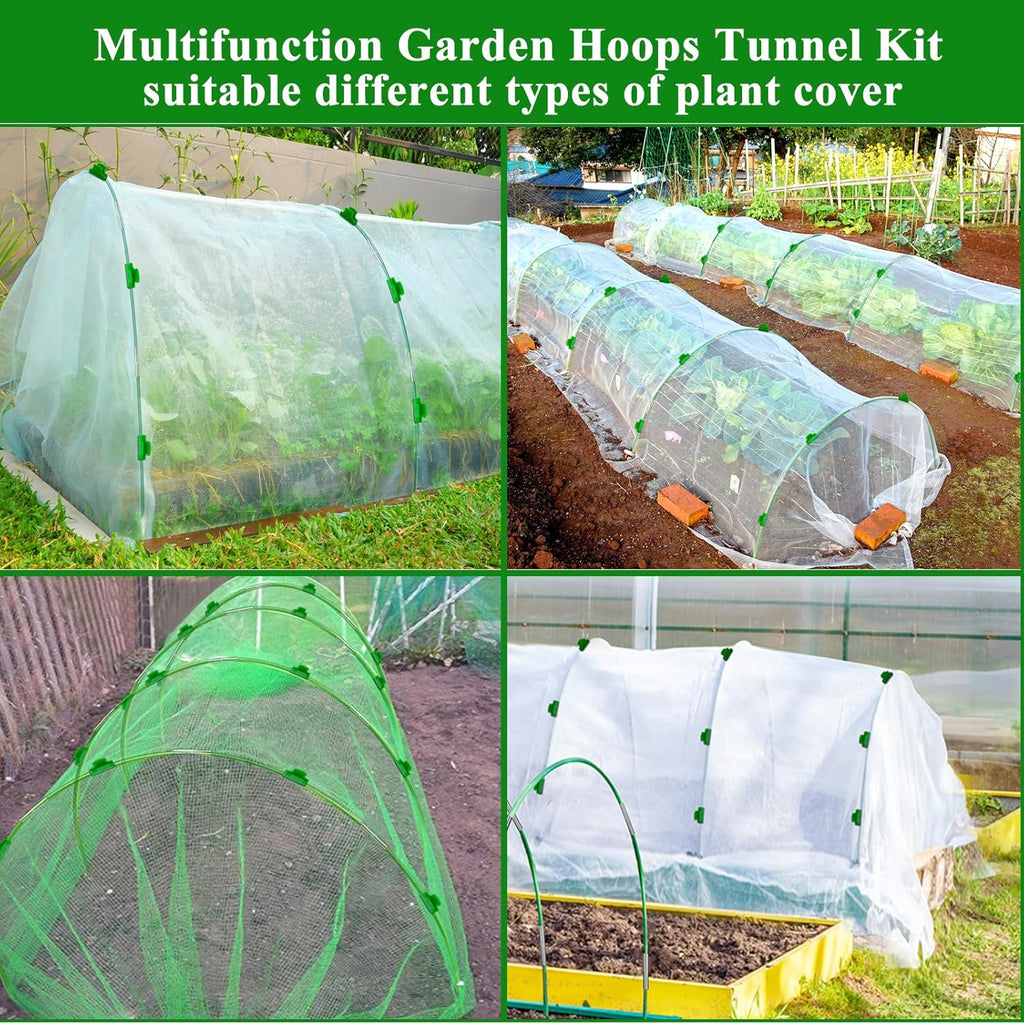 Greenhouse Hoops Grow Tunnel 6 Sets of 8FT Long Garden Hoops, Rust-Free Fiberglass Garden Hoops Frame for Garden