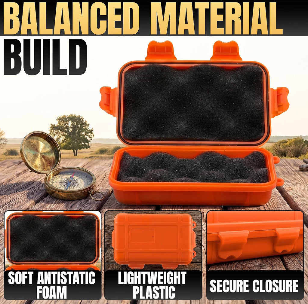 Small Waterproof Box, 2 Pcs, 4.92x2.95x1.53", Foam Insert (Black/Orange)