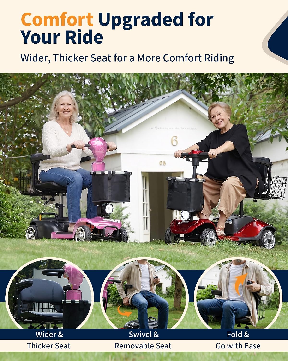 Mobility Scooter for Seniors & Adults, 4 Wheel Foldable Scooter