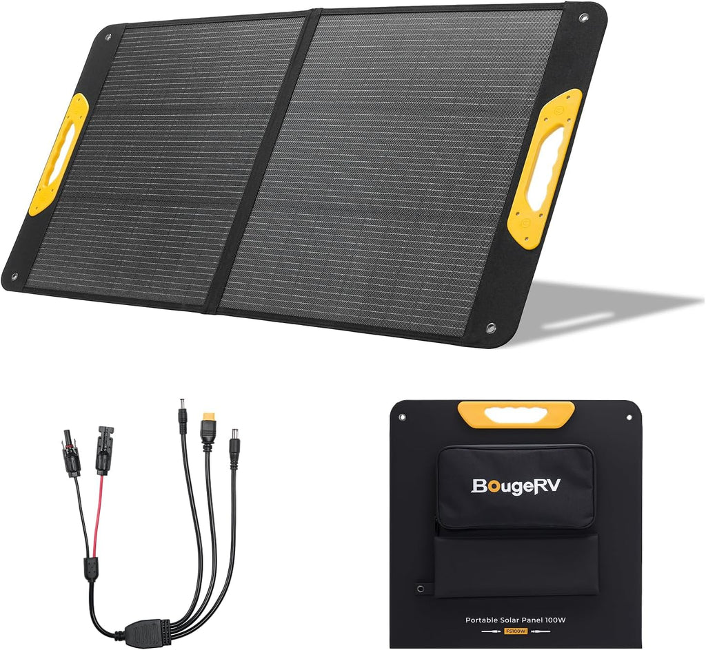 100W Portable Solar Panel, N-Type Foldable Solar Charger Fiberglass | 100W Solar Panel, Fiberglass Layer, Foldable