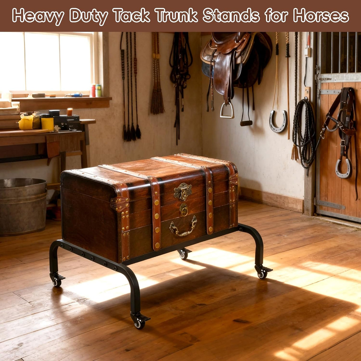 Tack Trunk Stand for Horse, 1" Metal Tubing, Max 330lbs Load Capacity