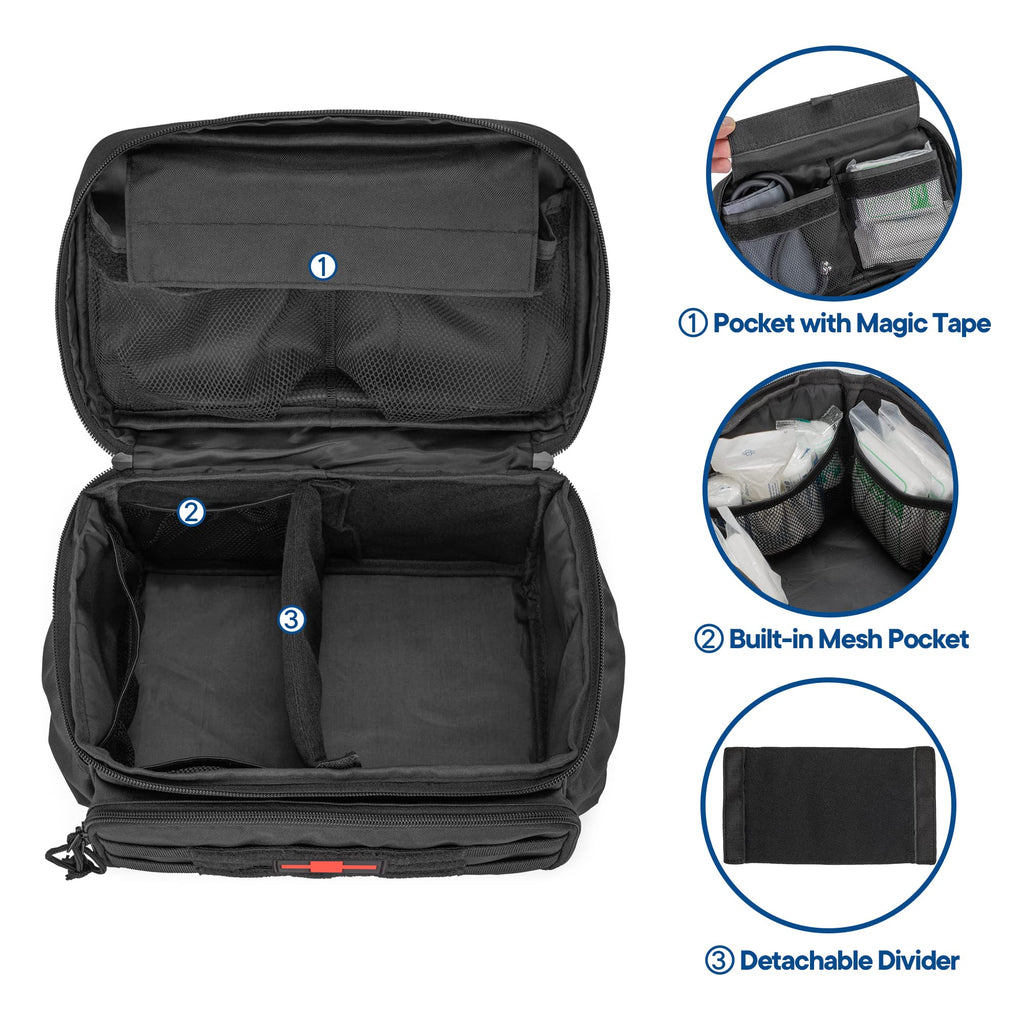 Small Medicine Storage Bag Empty, Family First Aid Box with Divider