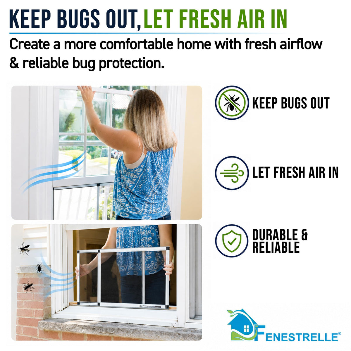 Expandable Window Screen, 15″ H × 21″–40″ W Horizontal, 2-Pack