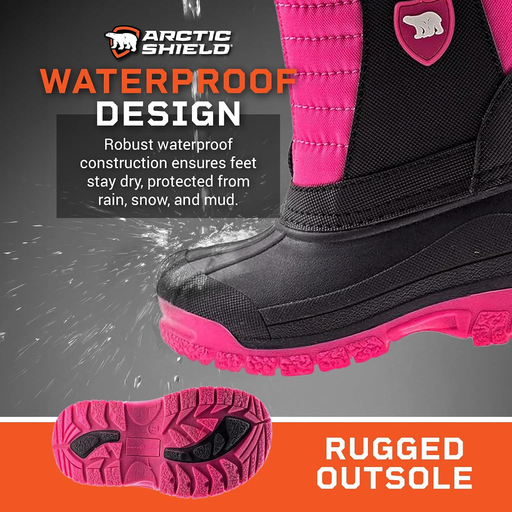 Unisex Kids Winter Boots - Warm Waterproof Insulated Comfortable Easy On/Off Kids Snow Boots for Boys and Girls