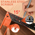 16” Woodworking Square Ruler - Preciva 1/16” Scale Right Angle Ruler Carpenter Square Layout Tool, Retractable Edge Support and Multi-Angle Scribe Mark, Includes Carpentry Pencil