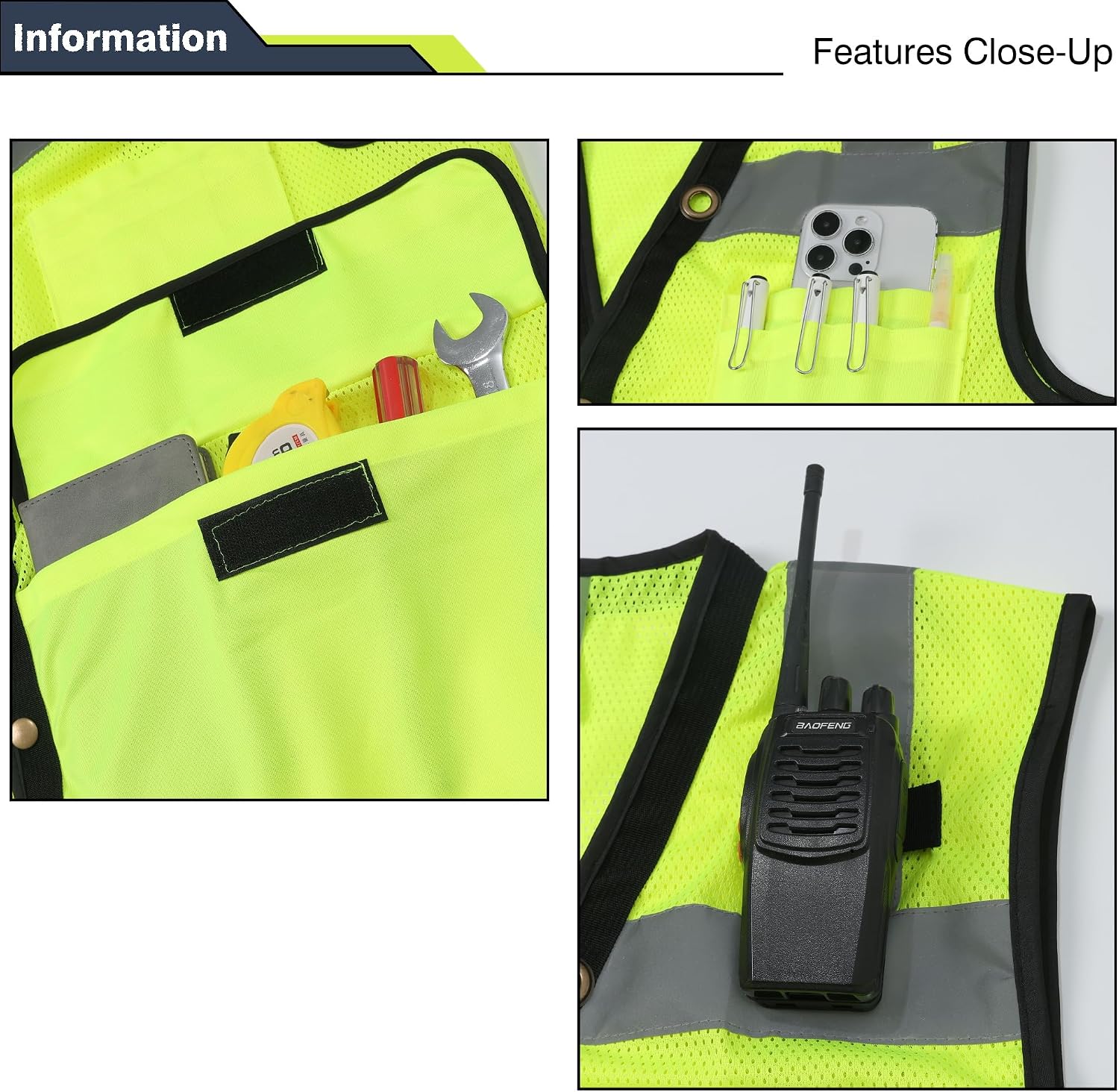 Safety Vest, High Visibility Reflective Vest for Outdoor Work | ANSI Class 2,breathable mesh,reflective strips,multi