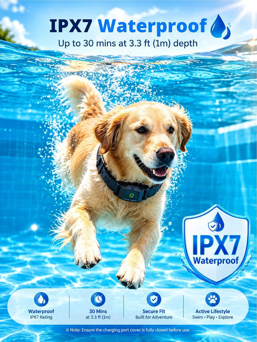 2-in-1 GPS Wireless Dog Fence & Training Collar System for Dogs 20+ lbs