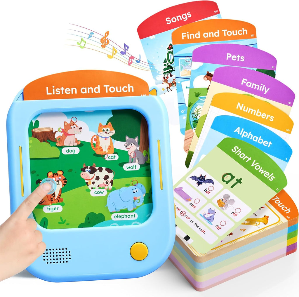 Kids Learning Tablet, 156-Page Talking Phonics Flash Cards | 40+ Themes, 600+ Words, 100+ Interactive Games, Learn to