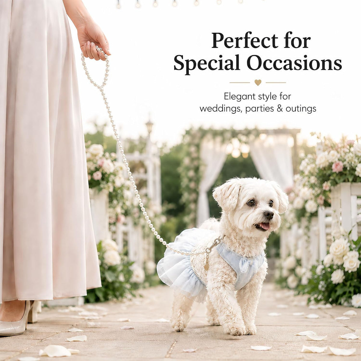 Pearl Dog Collar Training Leash for Pets Elegant Walking Lead