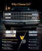LED Headlights Assembly DOT Approved with DRL Sequential Turn Signal High/Low Beam Start Animation Lights Chrome