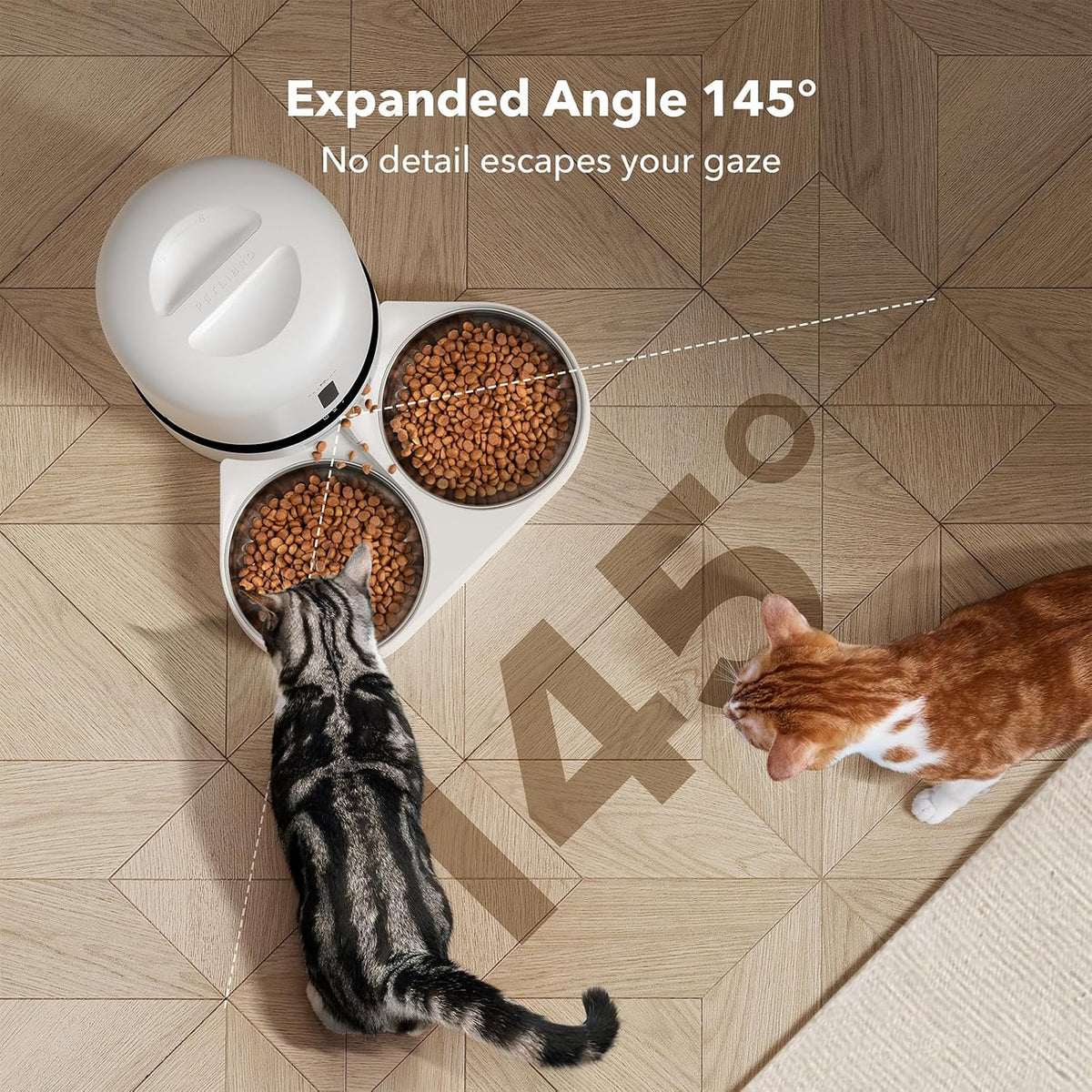 Automatic Cat Feeder with Camera for Two Cats, 1080P HD Video with Night Vision, 5G WiFi Pet Feeder with Phone APP