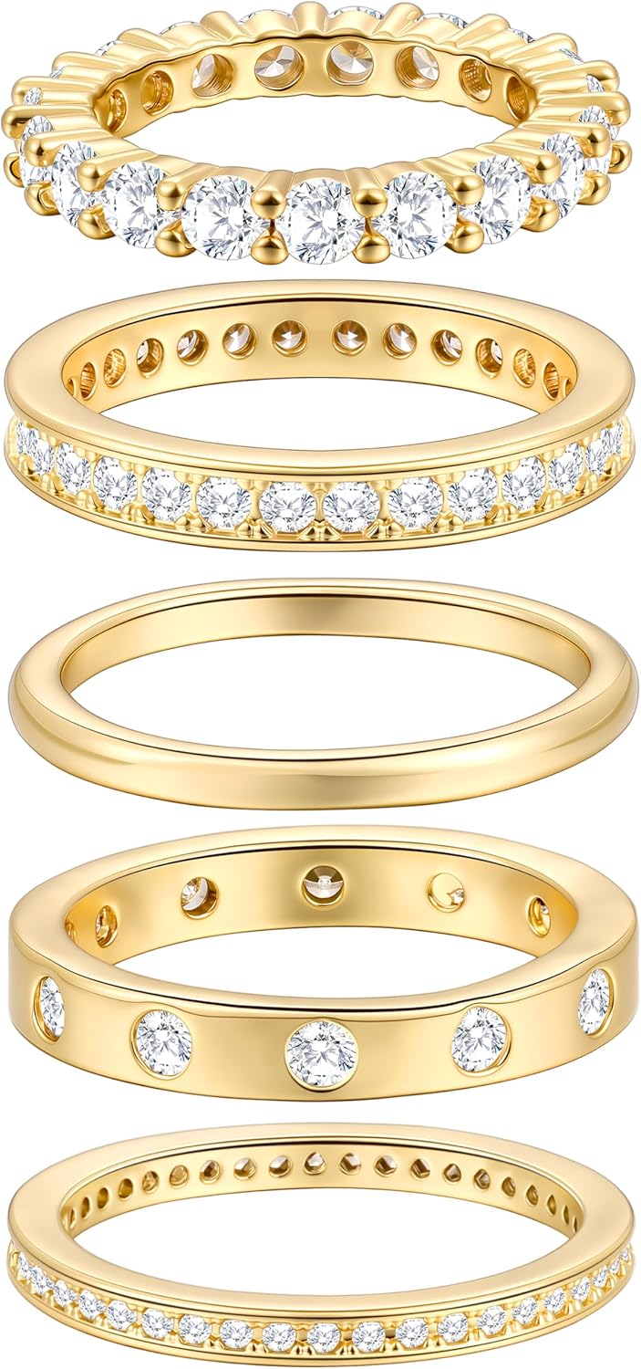 Gold Rings for Women Non Tarnish, 14k Gold Plated Dainty Stacking Cubic Zirconia Thumb Rings, Gold Knuckle Women