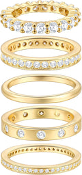 Gold Rings for Women Non Tarnish, 14k Gold Plated Dainty Stacking Cubic Zirconia Thumb Rings, Gold Knuckle Women