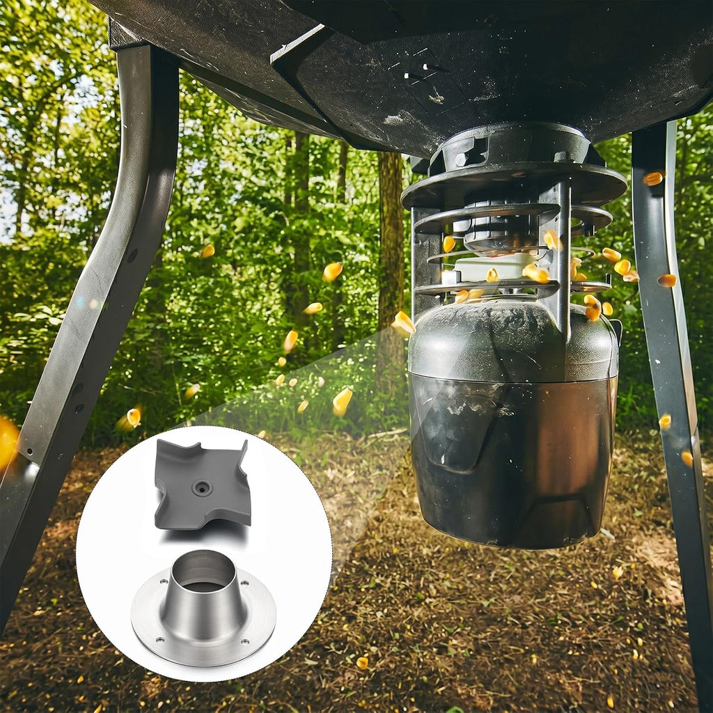 2 Sets Metal Spinner Plate and Funnel Kit 2.25x2.25 Inch Spinner Plate 3.5x1.5 Inch Funnel 4 Outlets Deer Feeder
