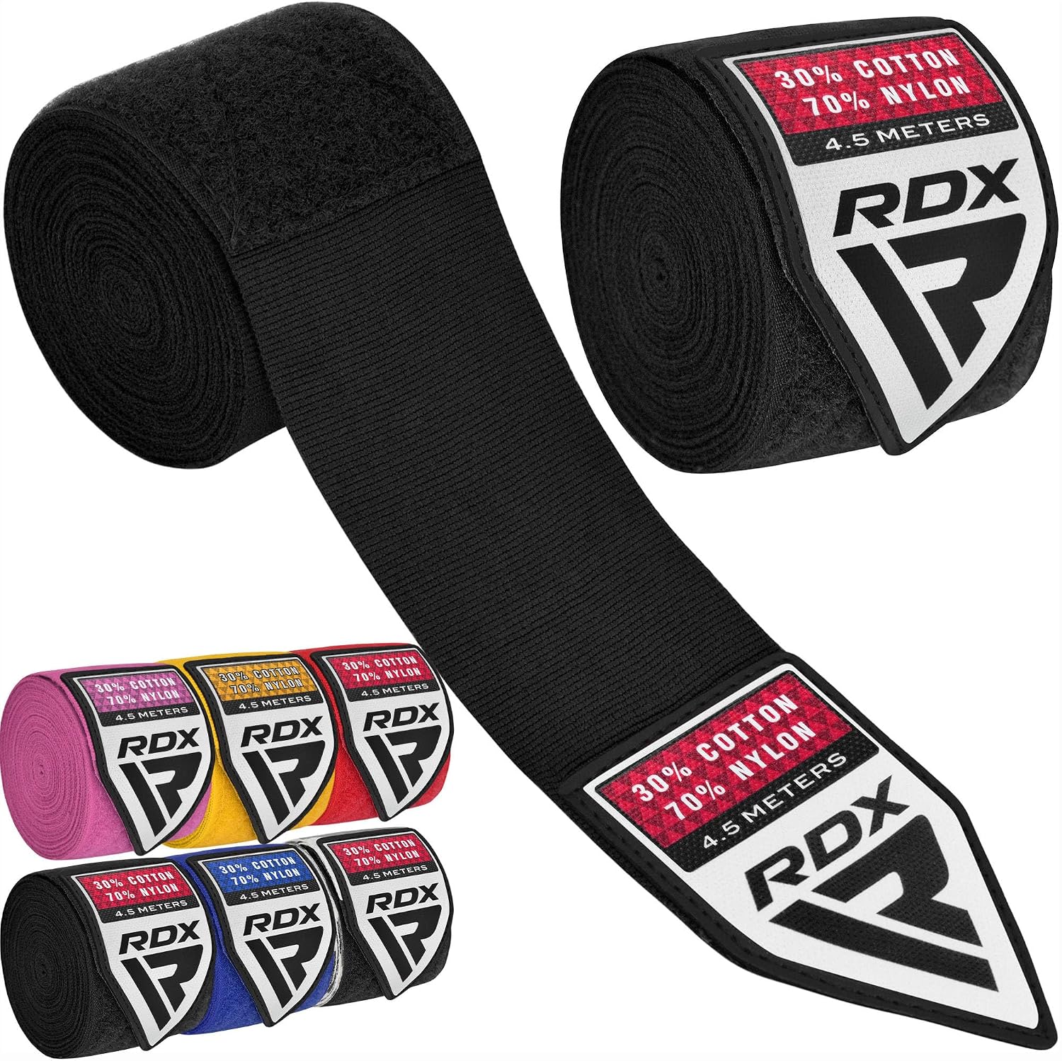 Boxing Hand Wraps 4.5M / 180 Inches – Mexican Style Semi-Elastic MMA Inner Gloves - Wrist Support for Muay Thai
